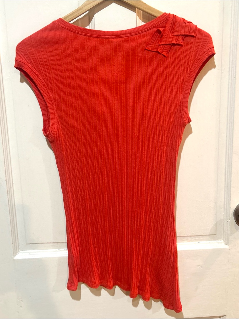 Anthropologie One September Orange Ribbed Knit Cotton Stretch Top Size XS - Picture 3 of 7